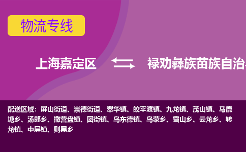 上海嘉定区到禄劝彝族苗族自治县物流公司+物流专线、天天发车