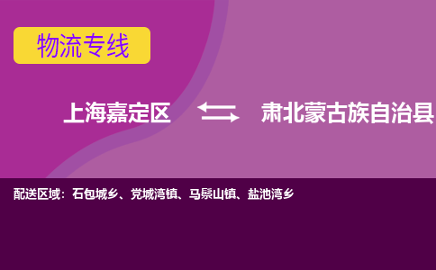 上海嘉定区到肃北蒙古族自治县物流公司+物流专线、天天发车